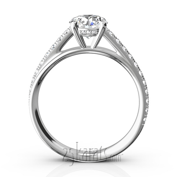 14K white gold Micro Pave Set 4-Prong Center Diamond Engagement Ring (1/3 ct. tw.) - alternate view 10