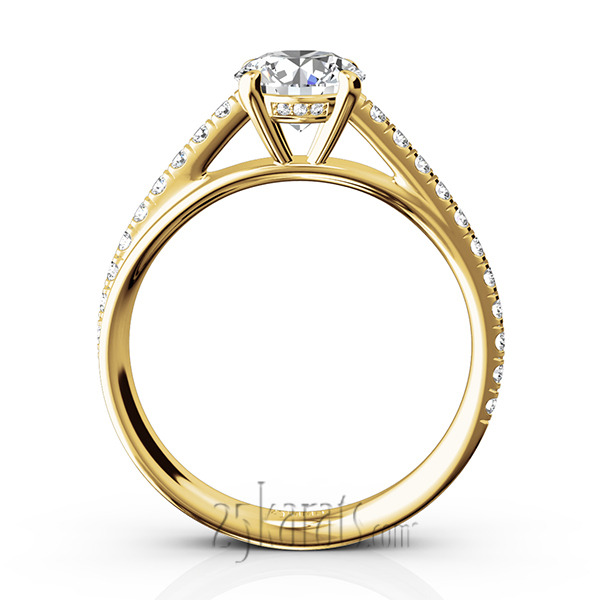 14K white gold Micro Pave Set 4-Prong Center Diamond Engagement Ring (1/3 ct. tw.) - alternate view 11