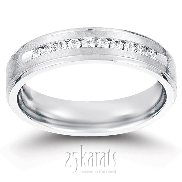 Channel Step Edge Diamond Wedding Band