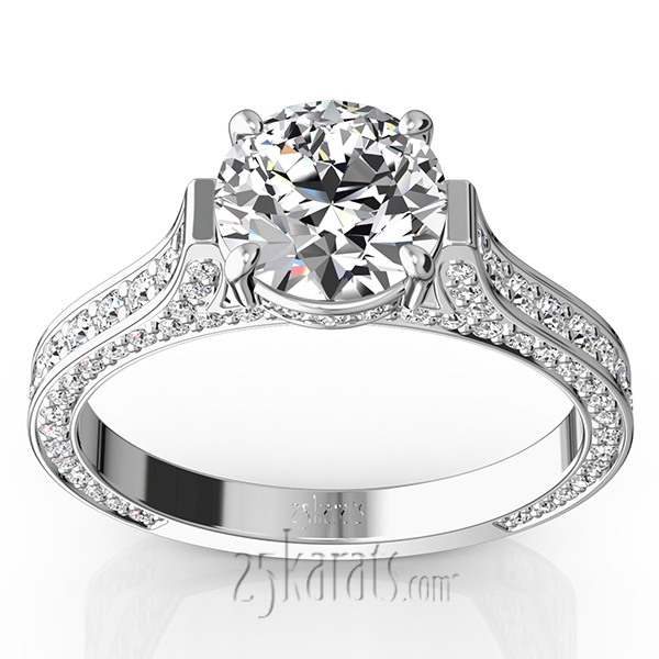 Bright Cut Pave Set Diamond Engagement Ring (7/8 ct. t.w.)