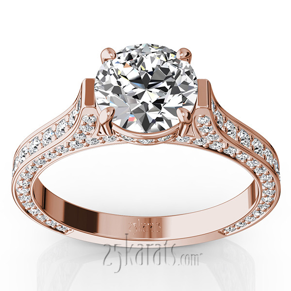 14K white gold Bright Cut Pave Set Diamond Engagement Ring (7/8 ct. tw.) - alternate view 3