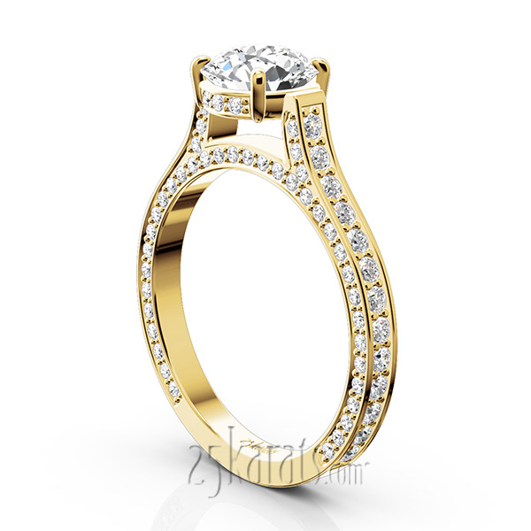 14K white gold Bright Cut Pave Set Diamond Engagement Ring (7/8 ct. tw.) - alternate view 5