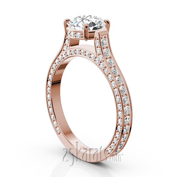 14K white gold Bright Cut Pave Set Diamond Engagement Ring (7/8 ct. tw.) - alternate view 6