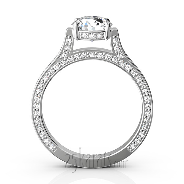 14K white gold Bright Cut Pave Set Diamond Engagement Ring (7/8 ct. tw.) - alternate view 7