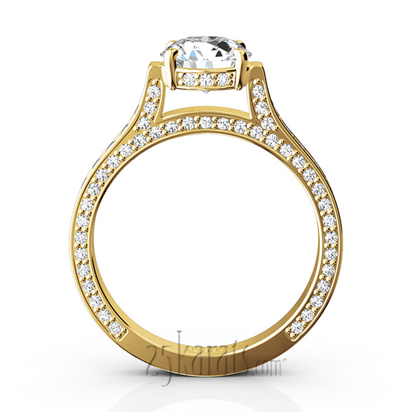 14K white gold Bright Cut Pave Set Diamond Engagement Ring (7/8 ct. tw.) - alternate view 8