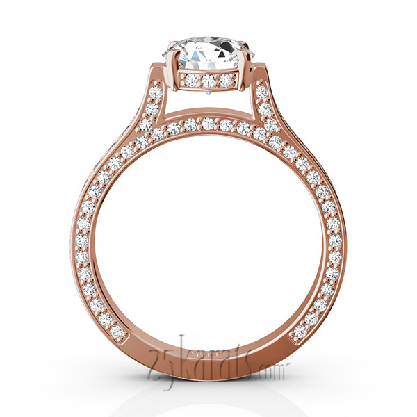 14K white gold Bright Cut Pave Set Diamond Engagement Ring (7/8 ct. tw.) - alternate view 9