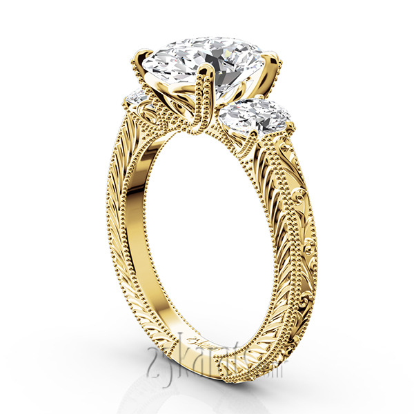 14K white gold Antique Three Stone Engagement Ring (0.70ct. tw.) - alternate view 5