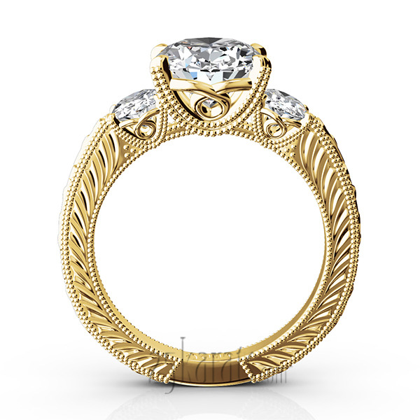 14K white gold Antique Three Stone Engagement Ring (0.70ct. tw.) - alternate view 6
