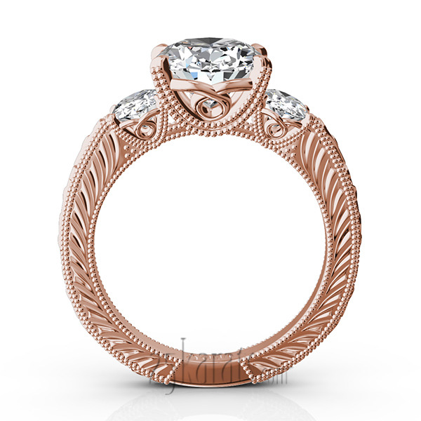 14K white gold Antique Three Stone Engagement Ring (0.70ct. tw.) - alternate view 9