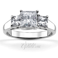 Princesss Cut Trellis Three Stone Diamond Engagement Ring (0.80 ct.tw.)