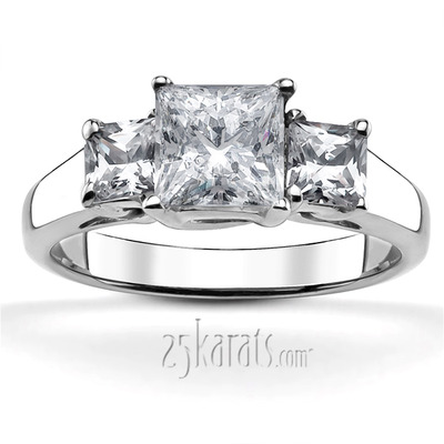 Princesss Cut Trellis Three Stone Diamond Engagement Ring (0.80 ct.tw.)