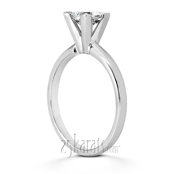 18K white gold V Tip 4 Prong Classic Princess Cut Solitaire Engagement Ring - alternate view 2