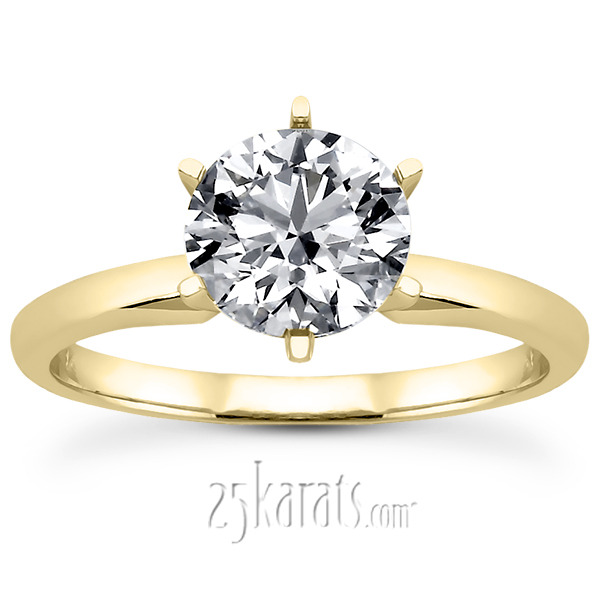 14K white gold Round Cut 6-Prong Classic Solitaire Engagement Ring - alternate view 5