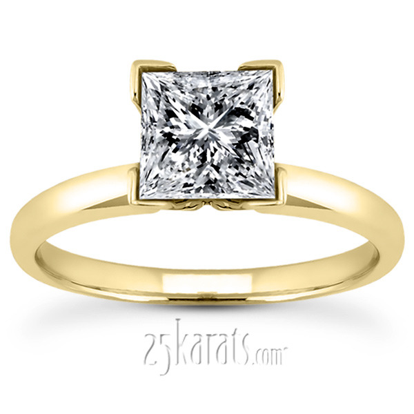 18K white gold V Tip 4 Prong Classic Princess Cut Solitaire Engagement Ring - alternate view 3