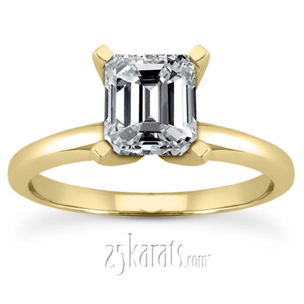 Emerald Cut Solitaire Engagement Ring 