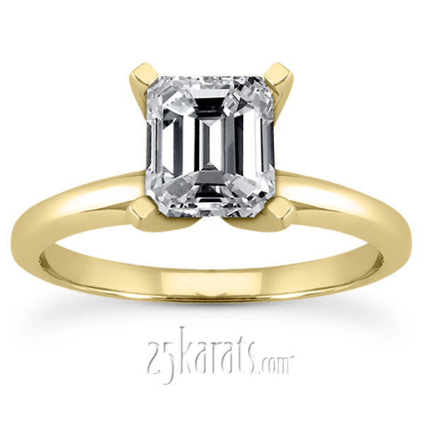 18K white gold Emerald Cut Solitaire Engagement Ring - alternate view 3