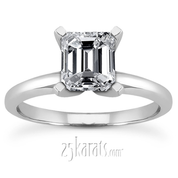 18K white gold Emerald Cut Solitaire Engagement Ring - alternate view 4