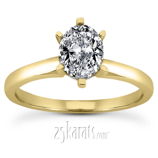 14K white gold Oval Cut 6-Prong Solitaire Engagement Ring - alternate view 3