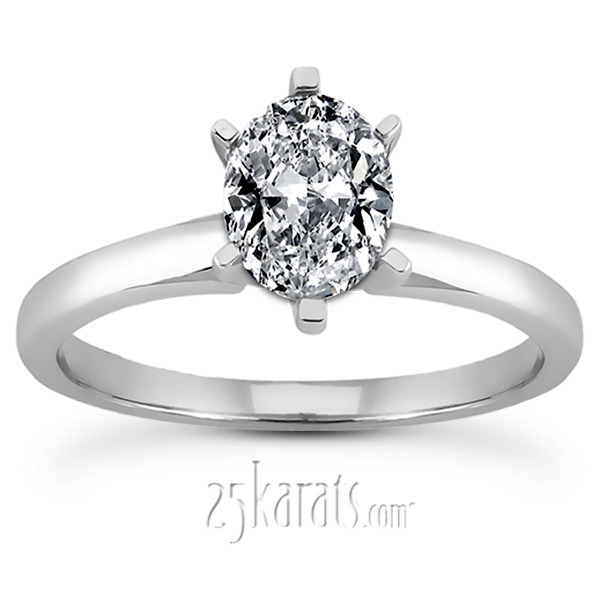 14K white gold Oval Cut 6-Prong Solitaire Engagement Ring - alternate view 4