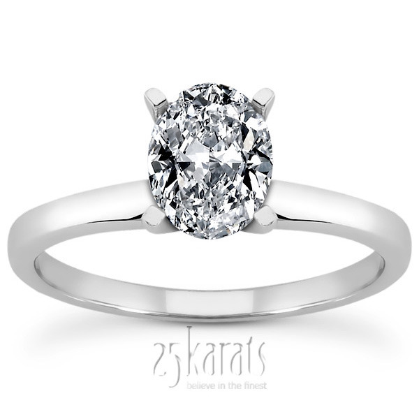 18K white gold Oval Cut Solitaire Diamond Engagement Ring (0.50 ct.) 1 - alternate view 4