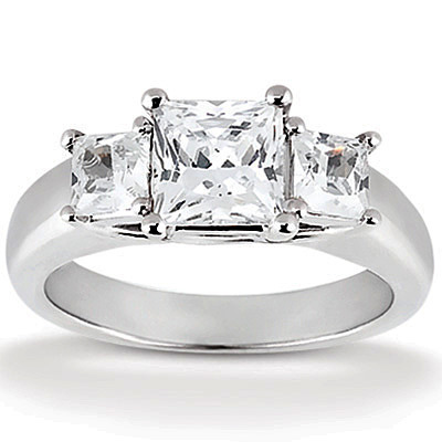 14K white gold Trellis Princess Diamond Engagement Ring (1.00 ct. tw.) 1 - main view