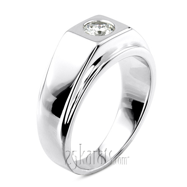 14K white gold 0.50 ct. Solitaire Diamond Men Ring - main view