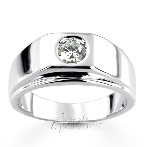 14K white gold 0.50 ct. Solitaire Diamond Men Ring - alternate view 3