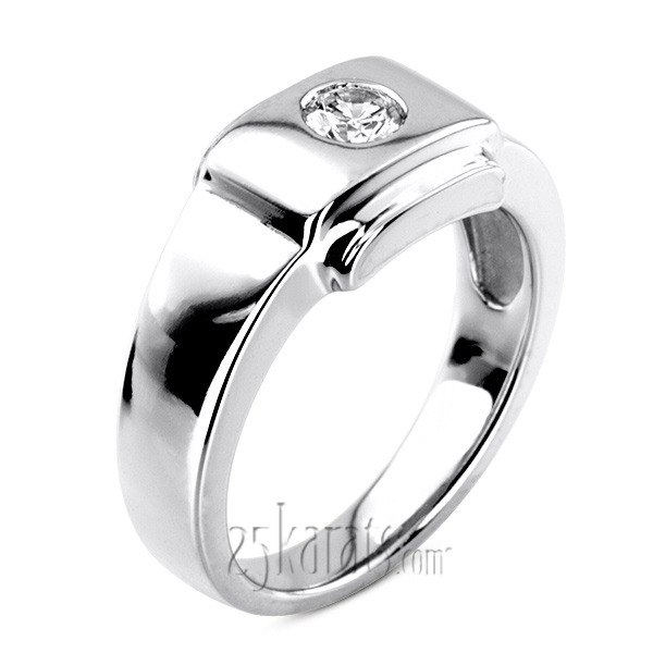 14K white gold 0.35 ct. Solitaire Diamond Man Ring 3 - main view
