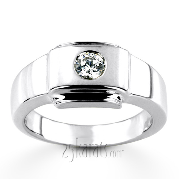 14K white gold 0.35 ct. Solitaire Diamond Man Ring 3 - alternate view 3