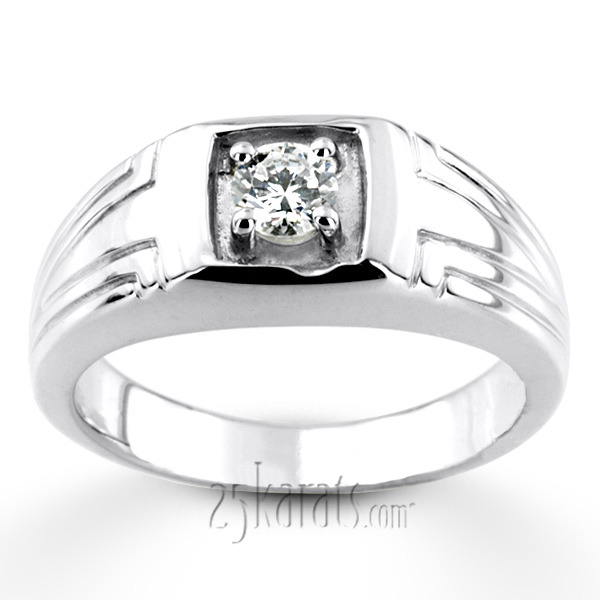 14K white gold 0.35 ct. Solitaire Diamond Men Ring 5 - alternate view 4