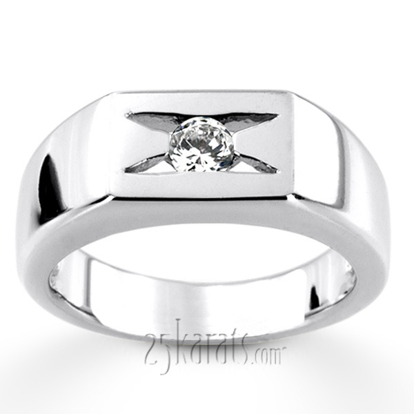 14K white gold 0.35 ct. Solitaire Diamond Man Ring 5 - alternate view 3