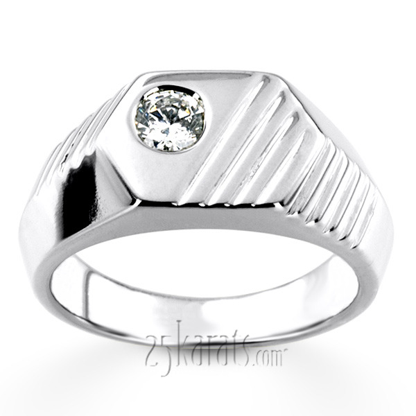 14K white gold 0.35 ct. Solitaire Diamond Men Ring 7 - alternate view 4