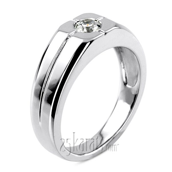 14K white gold 0.35 ct. Solitaire Diamond Man Ring - alternate view 2