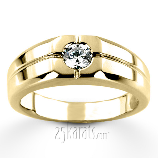 14K white gold 0.35 ct. Solitaire Diamond Man Ring - alternate view 3