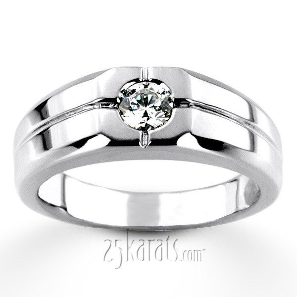 14K white gold 0.35 ct. Solitaire Diamond Man Ring - alternate view 4