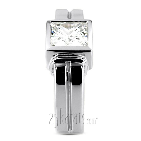 14K white gold 3.00 ct. Princess Cut Solitaire Diamond Men's Ring - alternate view 5
