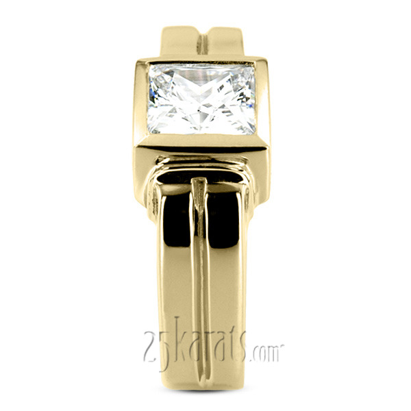 14K white gold 3.00 ct. Princess Cut Solitaire Diamond Men's Ring - alternate view 6