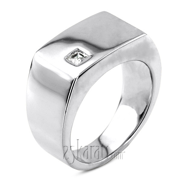 14K white gold 0.14 ct. Solitaire Diamond Men's Ring - main view