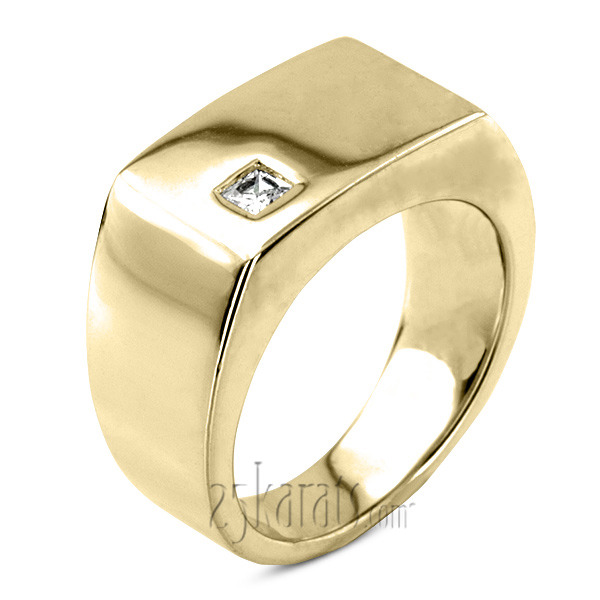 14K white gold 0.14 ct. Solitaire Diamond Men's Ring - alternate view 2