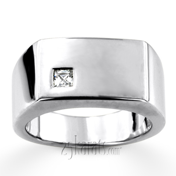 14K white gold 0.14 ct. Solitaire Diamond Men's Ring - alternate view 3