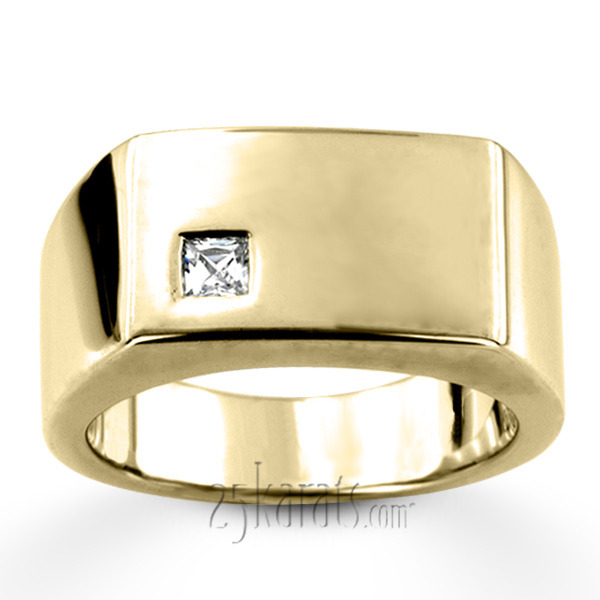 14K white gold 0.14 ct. Solitaire Diamond Men's Ring - alternate view 4