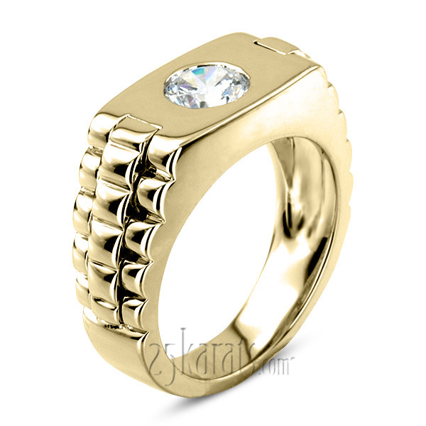 14K white gold Solitaire Diamond Man Ring (1.00 ct) - main view