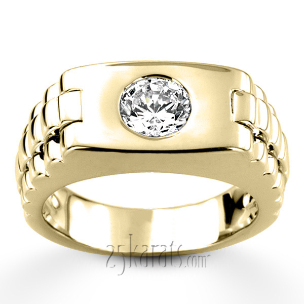 14K white gold Solitaire Diamond Man Ring (1.00 ct) - alternate view 3