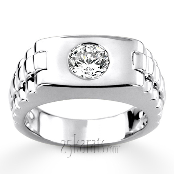 14K white gold Solitaire Diamond Man Ring (1.00 ct) - alternate view 4