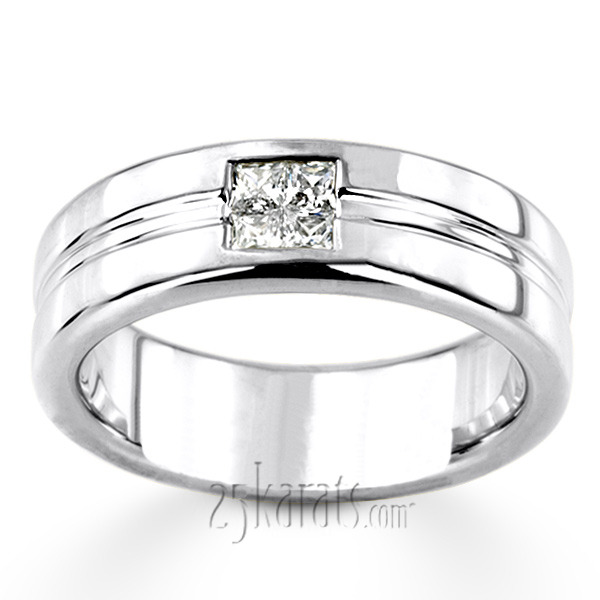 14K white gold 0.40 ct. Solitaire Men Diamond Ring - alternate view 4
