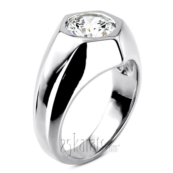 14K white gold Solitaire Diamond Man Ring for 2.50 ct Diamond - main view
