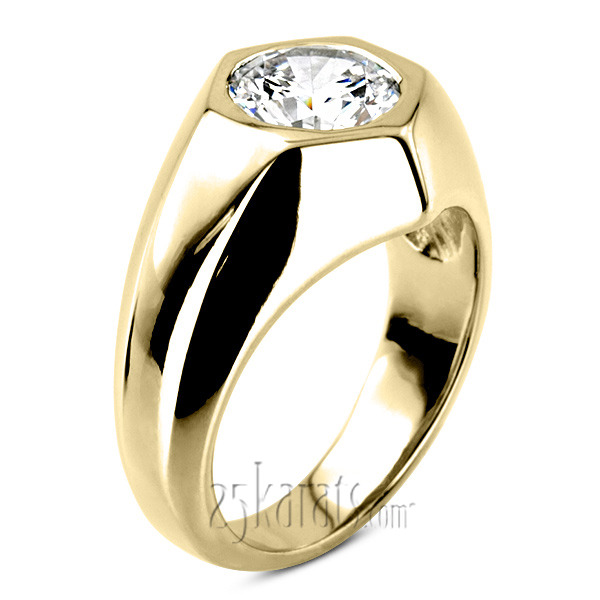 14K white gold Solitaire Diamond Man Ring for 2.50 ct Diamond - alternate view 2