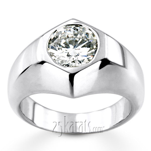14K white gold Solitaire Diamond Man Ring for 2.50 ct Diamond - alternate view 3