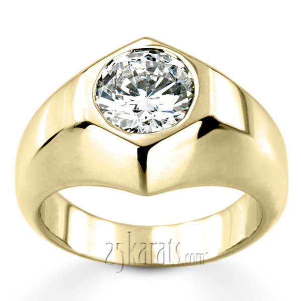14K white gold Solitaire Diamond Man Ring for 2.50 ct Diamond - alternate view 4