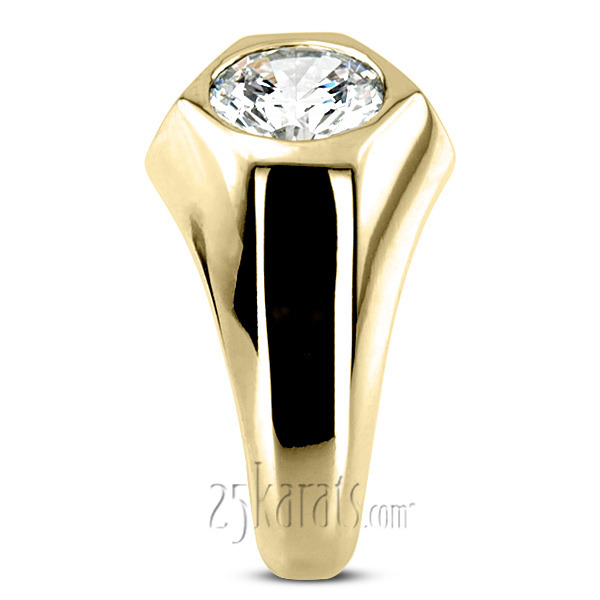 14K white gold Solitaire Diamond Man Ring for 2.50 ct Diamond - alternate view 5